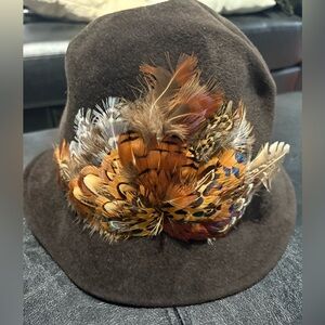 Brown Feathered Women's Hat